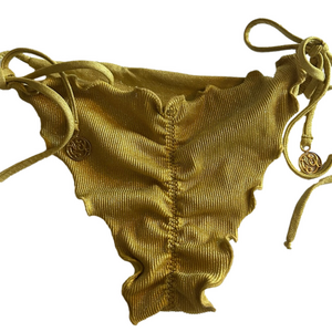 Gold String Bikini Bottoms by Sunshine New gold tassels Vacation Resort Wear